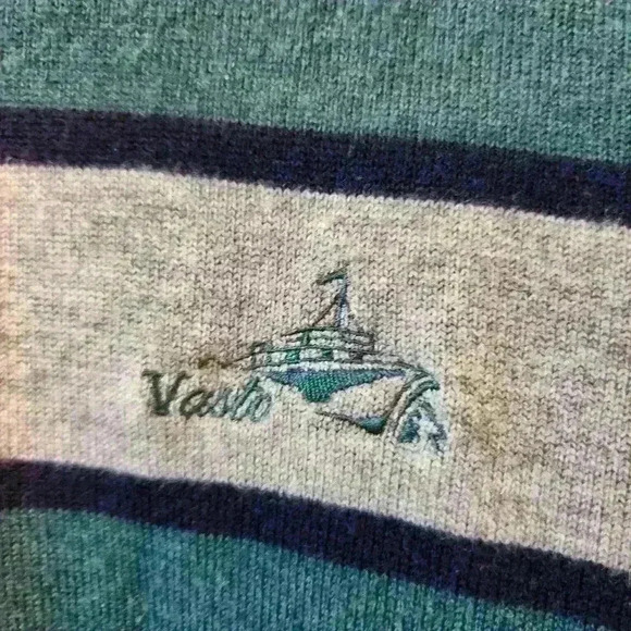 Vintage mens 1/4 zip sweater size L color green and gray Clueless Preppy - Picture 3 of 5